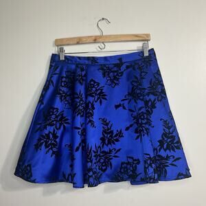 B. Darlin Blue Mini Flared Skirt Blue & Black Velvet Flowers